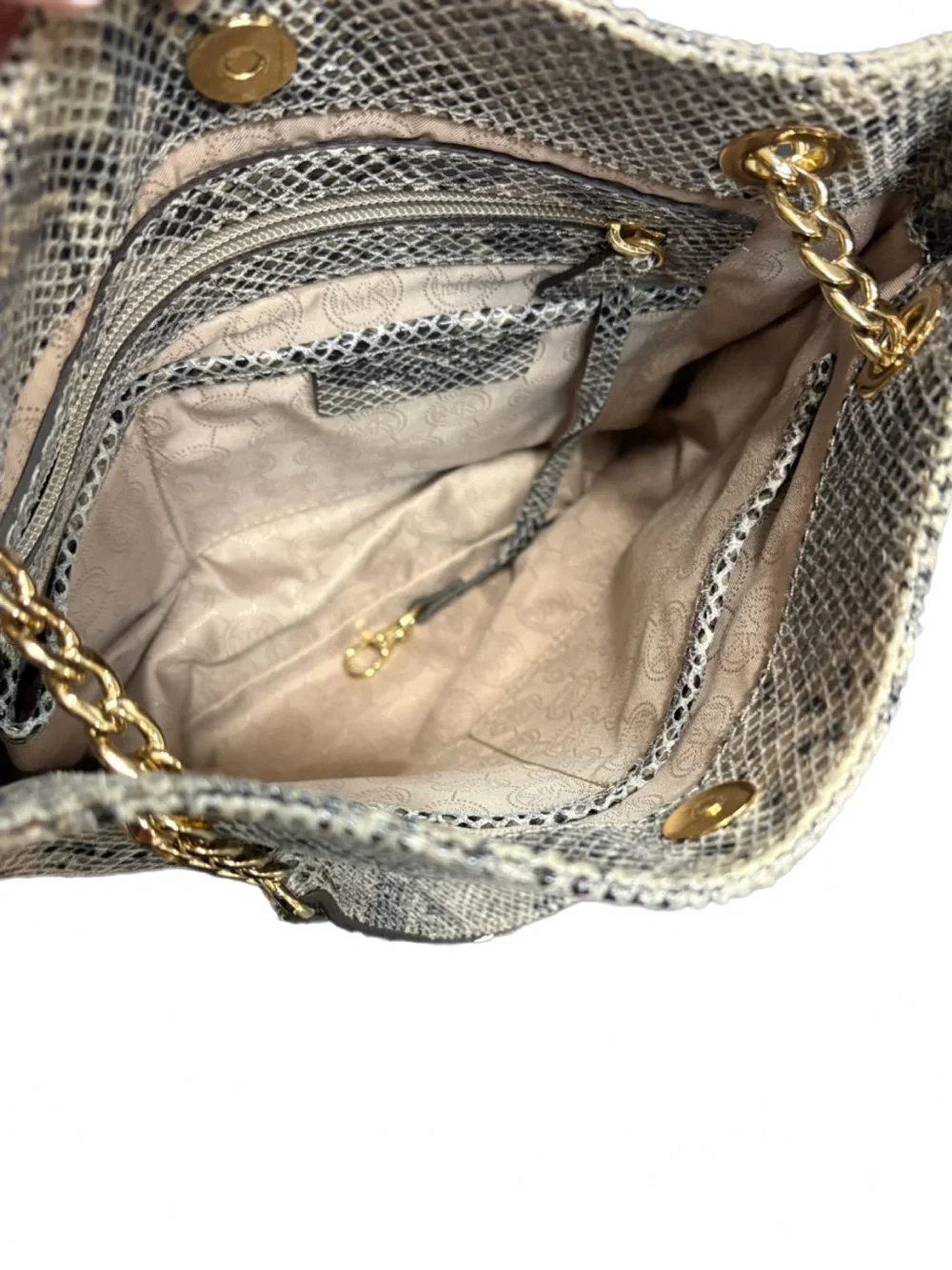 Michael Kors ID Chain Python Embossed 2007 Leather Hobo Vintage Y2K Excellent